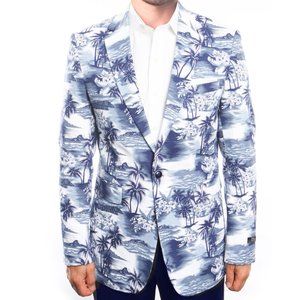Coastal Beach Dude Blazer Island & Palm Trees Patterned by Tazio